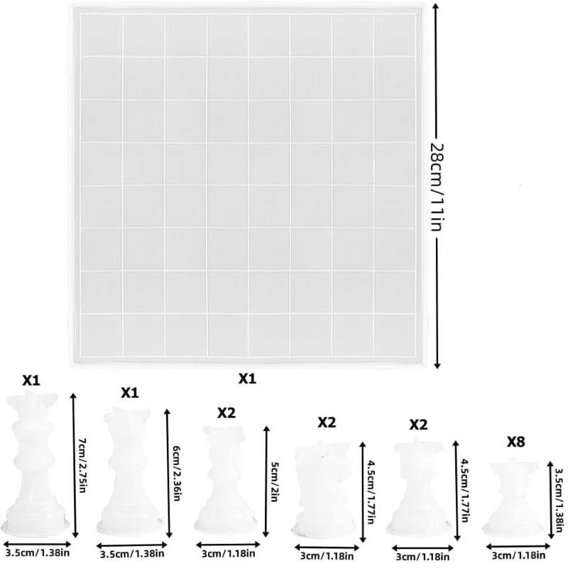 Силиконовая форма для шахматного набора с доской, 3D силиконовая форма для шахматной фигуры, для поделок DIY, подарок на день рождения