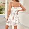 Женская мода повседневные платья с V-образным вырезом и бретелями без рукавов с цветочным принтом