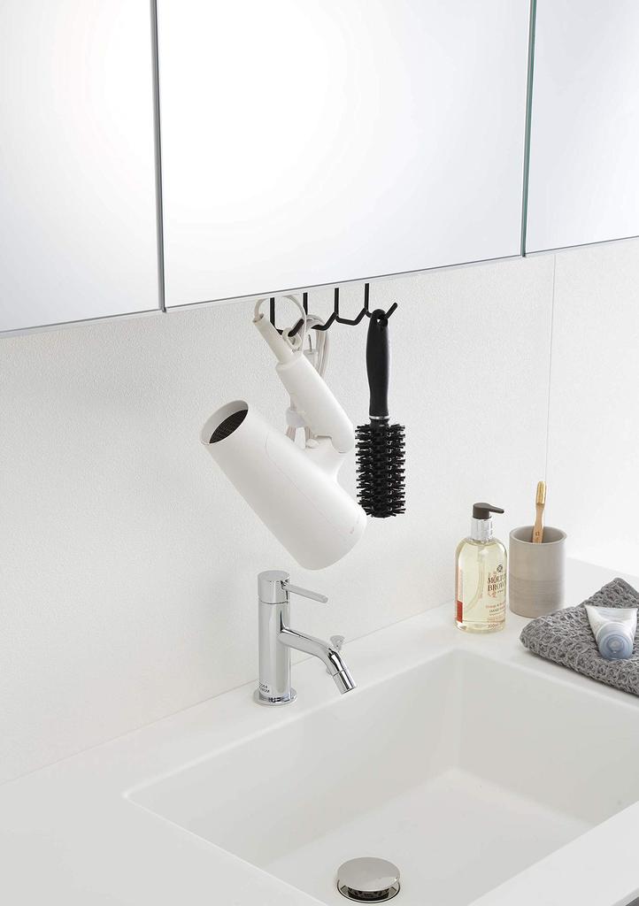 Yamazaki Under-Bathroom Cabinet Hook, Black, Approx. W15 X D5 X H9cm, Tower, Floating Storage, Bathroom, Sink, 5009