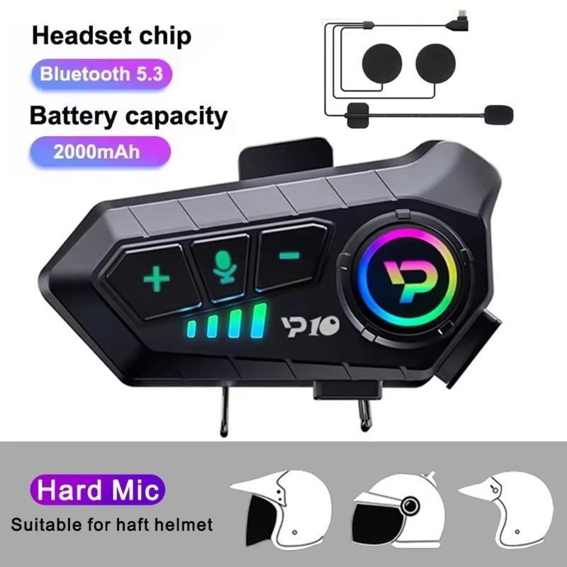 Y10 Motorcycle Helmet Headset Stereo Bt5.3 Hands Free Ipx6 Waterproof 2000Mah Moto Wireless Earphone Support Voice Control