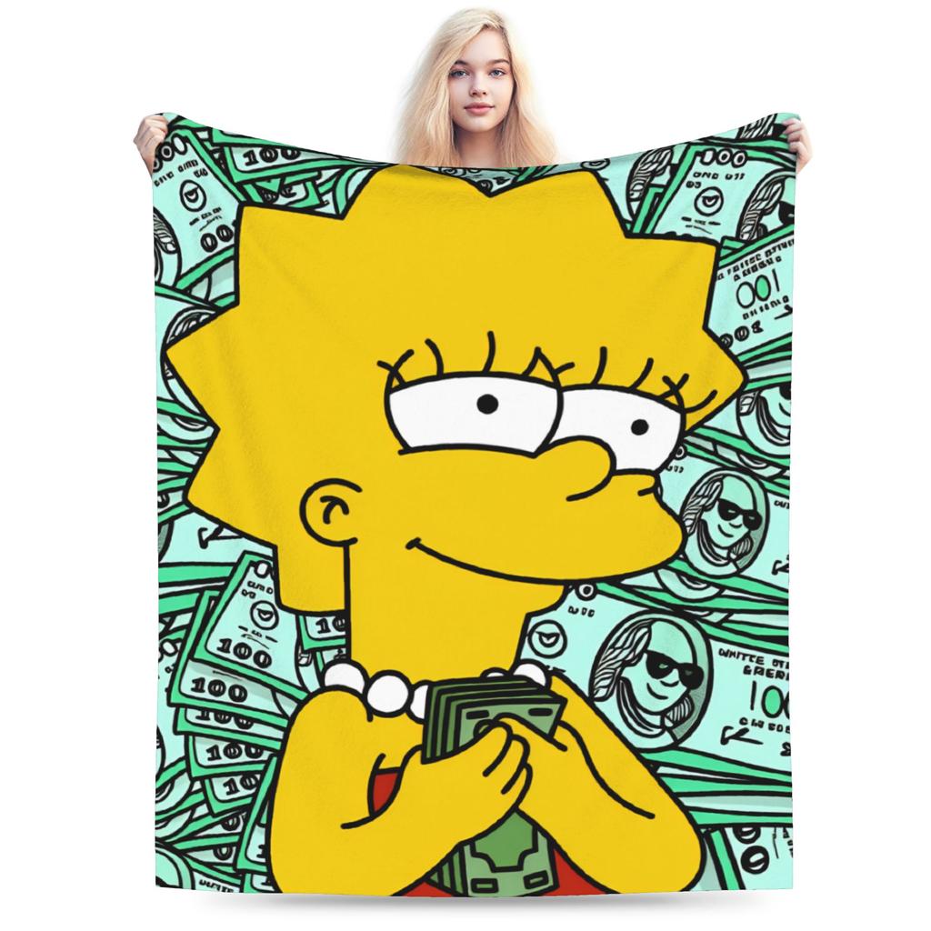 S-Simpsons Cartoon Background Throw Blanket Comfortable Novelty Blankets For Sofa Home Travel Office Flannel Bedspread Bed Cover