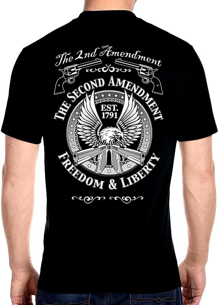 Mens Second Amendment Gun Rights Eagle Biker Tee Shirt