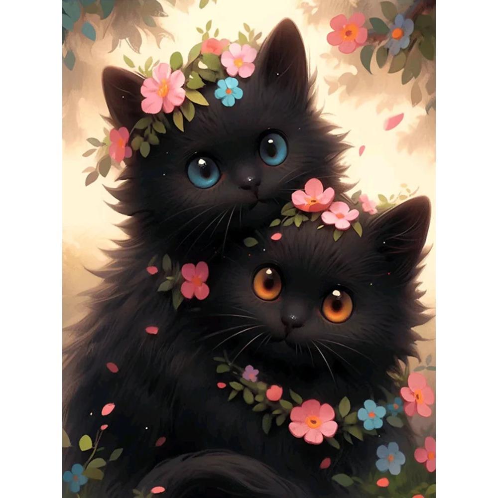 Алмазная картина, полная дрель, милый Санта-Клаус, круглая алмазная живопись, ручная работа, кошка, животное, сделай сам, алмазная мозаика, картина, украшение дома, Рождественский подарок