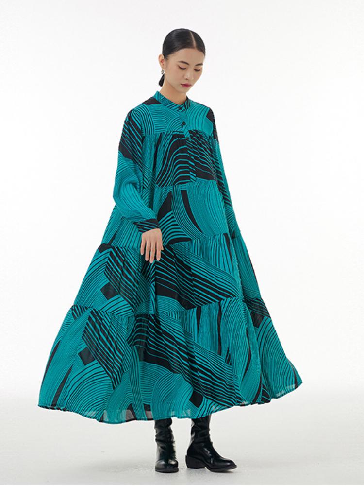 Xitao Модное повседневное свободное женское платье в полоску с длинными рукавами DMJ3423