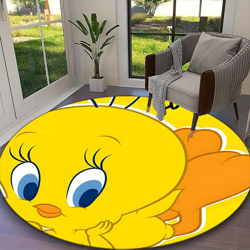 1pc Tweety Sylvester Rug, Comfortable Printed Home Round Carpet, Cozy Office Chair Rug