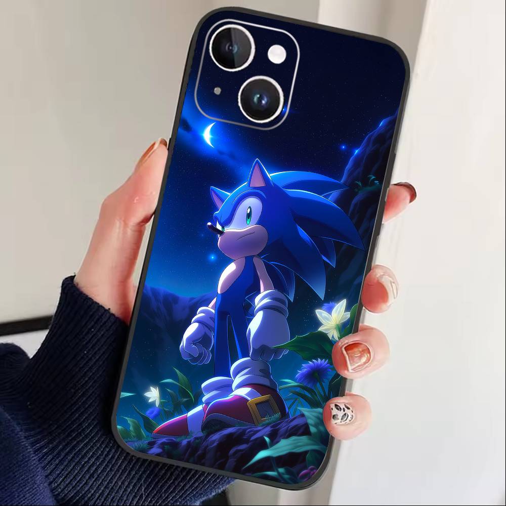 Hedgehog Knuckles Phone Case For iPhone 17 16 15 14 13 12 Max Plus Silicone Black Cover