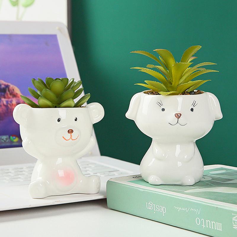 Цветочный горшок с милыми животными, сочный горшок, керамический горшок, домашний декор, настольные украшения, украшение сада, горшок для растений бонсай