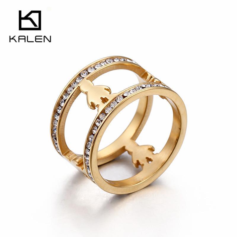 Roman Numeral Rhinestone Jewelry Stainless Steel Girl Pattern Charm Ring Ladies Mom Holiday Gift Size6-9