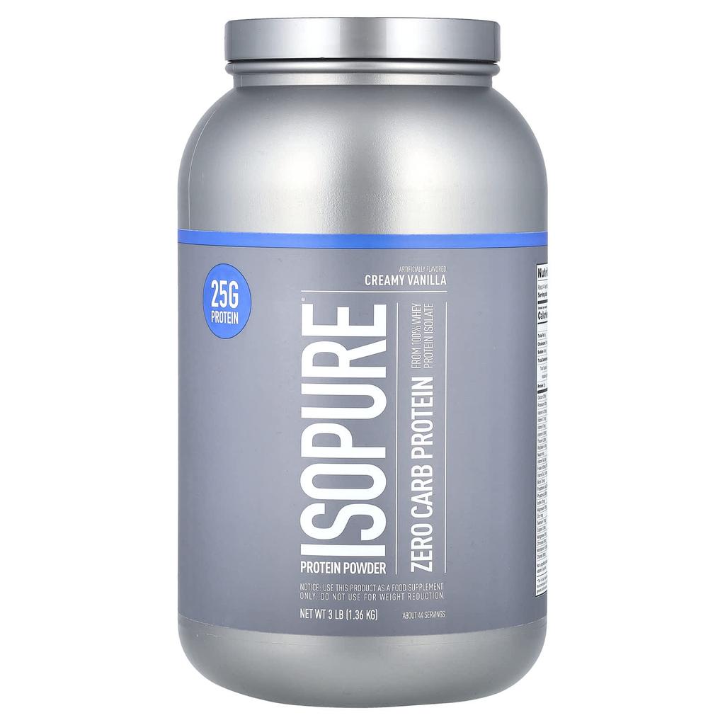 Isopure Zero Carb, Protein Powder, Creamy Vanilla, 3 Lbs (1.36 Kg)