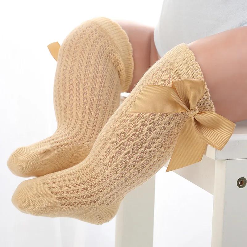 Cute Bowknot Infant Baby Socks Cotton Bows Girls Knee Socks Spring Summer Mesh Kids Infant Toddler Knee High Socks Sokken 0-2Y