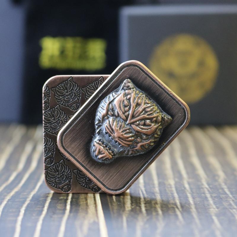Голова Тигра Fidget Механический Слайдер Магнитная Толкающая Карточка Толкающая Пластина Тактильная Монета Сенсорная Игрушка EDC Металлическая Игрушка для Снятия Стресса