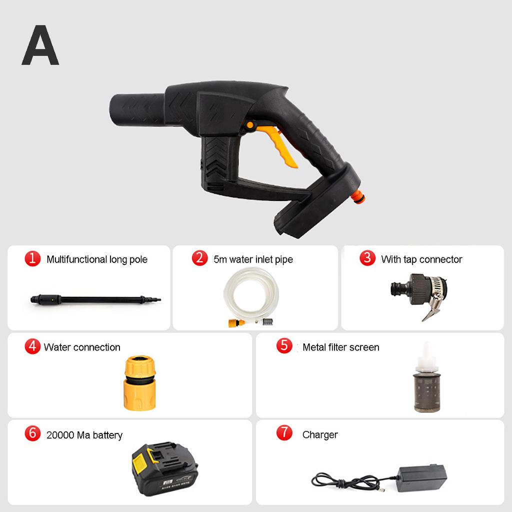 Беспроводная автомобильная стиральная машина, зарядка литиевой батареи, портативный водяной пистолет с водопроводной трубой, инструменты для автоматической мойки, детали для чистки автомобиля 21 В
