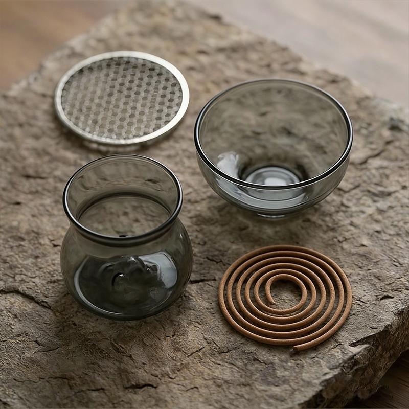 Glass Incense Burner Mountain Incense Holder for Coil Incense and Cone Incense with Glass Ash Catcher for Meditation Yoga Spa 7