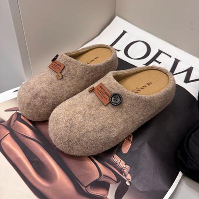 Ретро полушлепанцы с толстой подошвой и закрытым носком для женщин, новая модель, шлепанцы на одной педали, увеличивающие рост, нескользящие