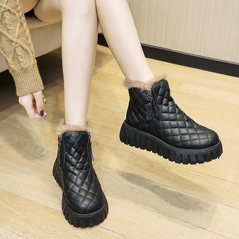 Осенние и зимние зимние ботинки с плюшевыми хлебными ботинками, толстые подошвы для увеличения роста, короткие зимние ботинки из хлопка, теплая хлопковая обувь