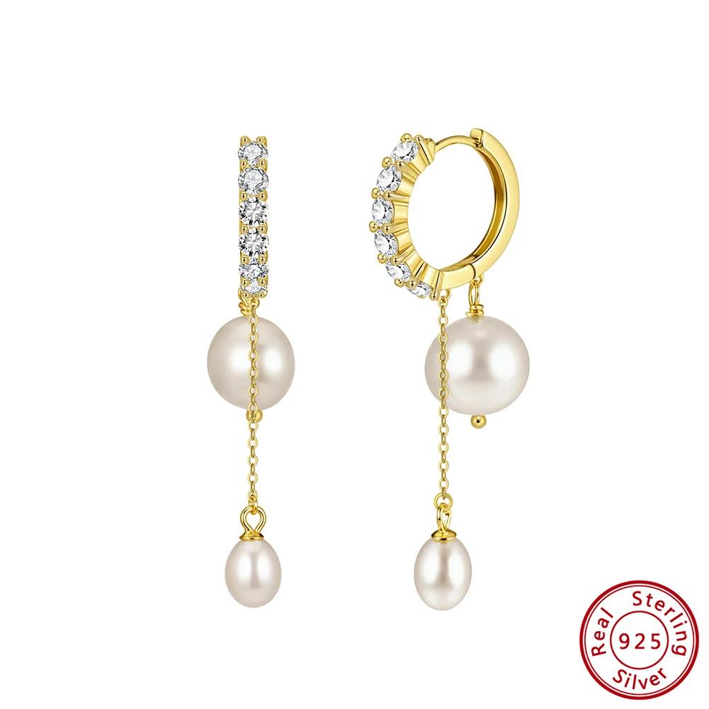 ORSA JEWELS Серьги-подвески из 14-каратного золота и стерлингового серебра 925 пробы с отобранными вручную натуральными барочными жемчужинами для женщин GPE126