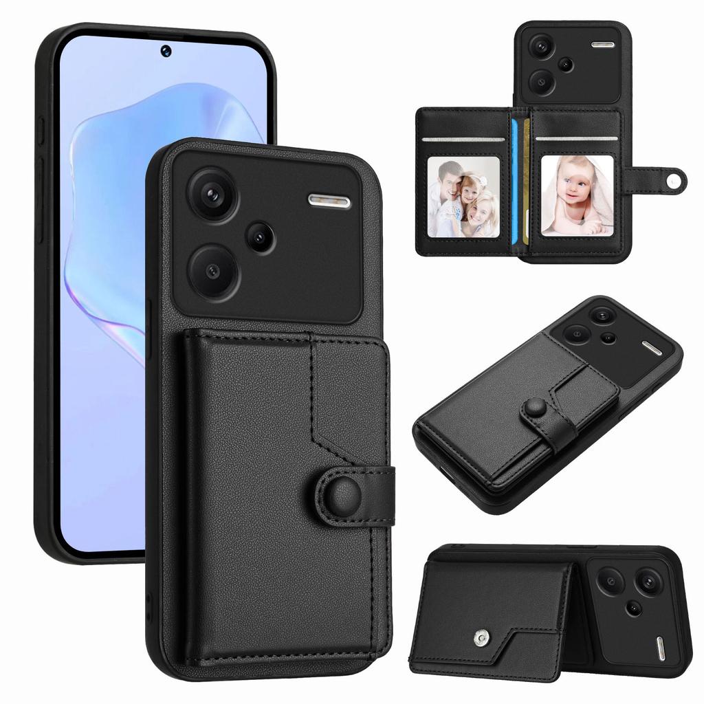 Чехол для Xiaomi Redmi Note 13 Pro+ 5G с держателем для карт с RFID-блокировкой, подставкой, задняя крышка телефона из ТПУ + ПУ кожи
