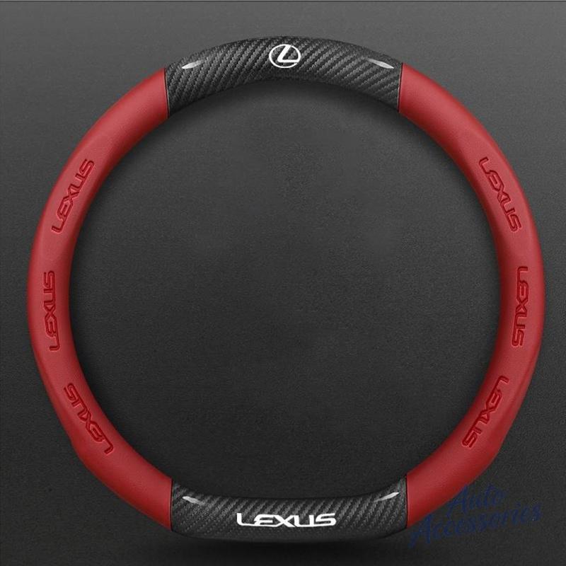 BJYL6 38cm Car Anti-Slip Steering Wheel Cover Carbon Fiber Leather Cover For Lexus F SPORT ES RX NX LS UX LM LX GX LC RZ IS CT GS RC