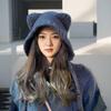 Bear Wool Hat Women's Winter Face Showing Small Warm Knitted Hat Big Head Ear Protection Wool Hat Fashionable