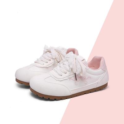 Туфли для моральной подготовки в балетном стиле женские 2025 лето новый милый стиль кружево бант белые туфли повседневные спортивные туфли Форреста Гампа