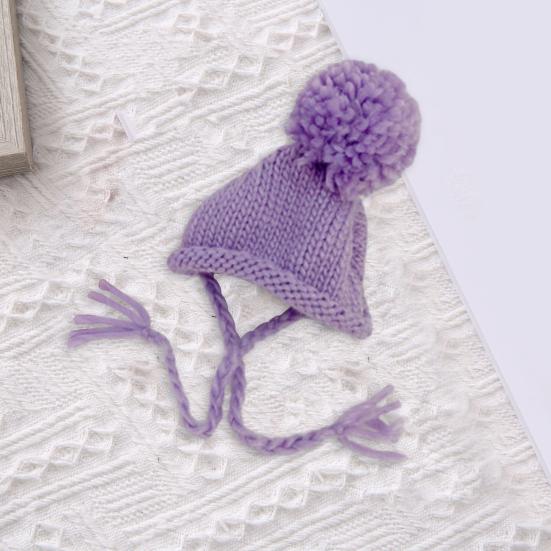 Hat with Soft Ball Knitted Thickened Warm Solid Color Fixing String Comfortable To