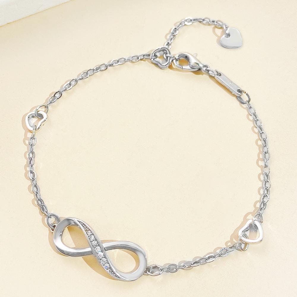High-quality Hot-selling Micro-inlaid Zircon Infinite Loop 8-character Bracelet Simple Hollow Peach Heart Love Chain Jewelry