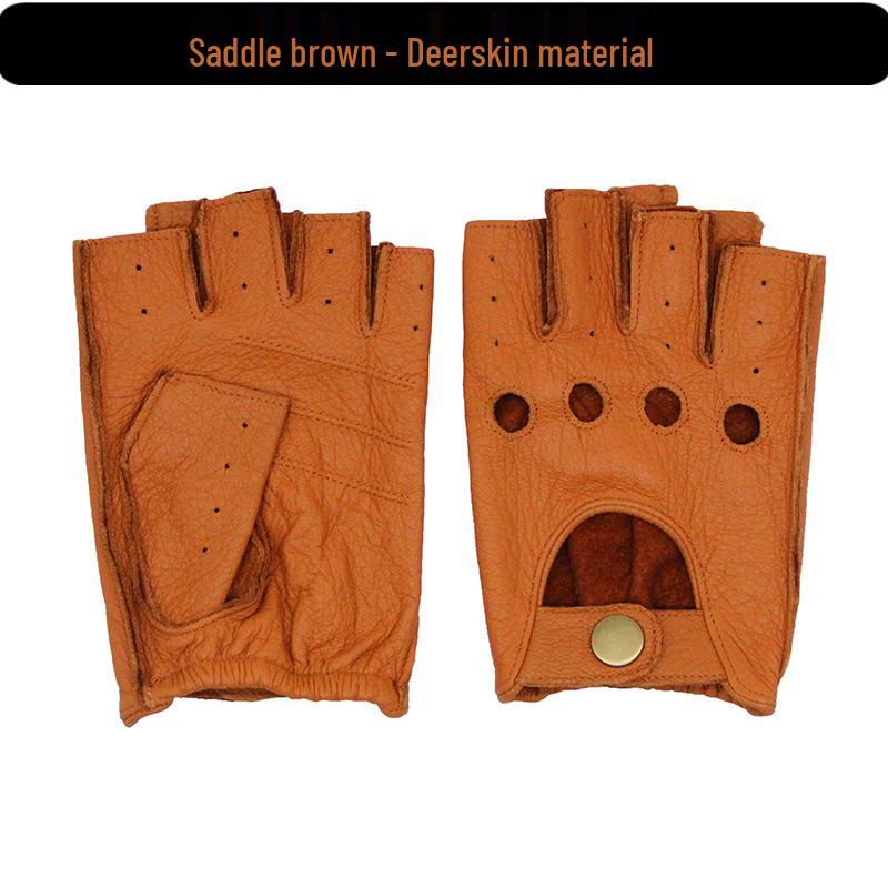 Унисекс ретро перчатки без пальцев из оленьей кожи для спорта, вождения и езды на велосипеде