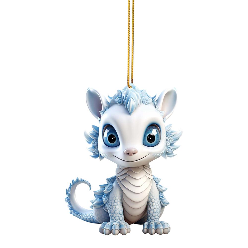 Christmas Tree Pendant Cute Dragon Baby Hanging Pendant Window Decor 2D Christmas Decoration Dragon Statue Ornament Party Gift
