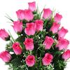 Artificial Cemetery Flower 24 Heads Faux Silk Rose Bush Memorial Rose Flower Bouquet for Headstones Gravesite Vase