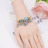 Delicate Diamond Inlaid Butterfly Hollow Heart Four Leaf Clover Pendant Stainless Steel Bracelet Jewelry For Girls