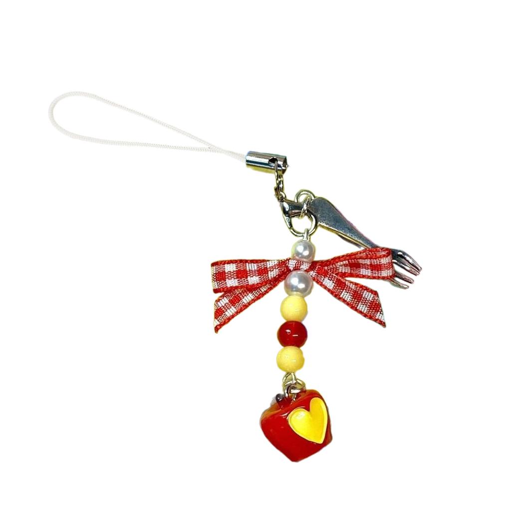 Bowknot Phone Charm Beaded Phone Pendant Fashion Keychain Bag Pendant Fruit Camera Pendant Perfect Gift for Women Girl