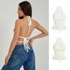 Halter Chiffon Vest Tops Pleated Women's Crop Top Ins Style Lace-up Camisole  Club