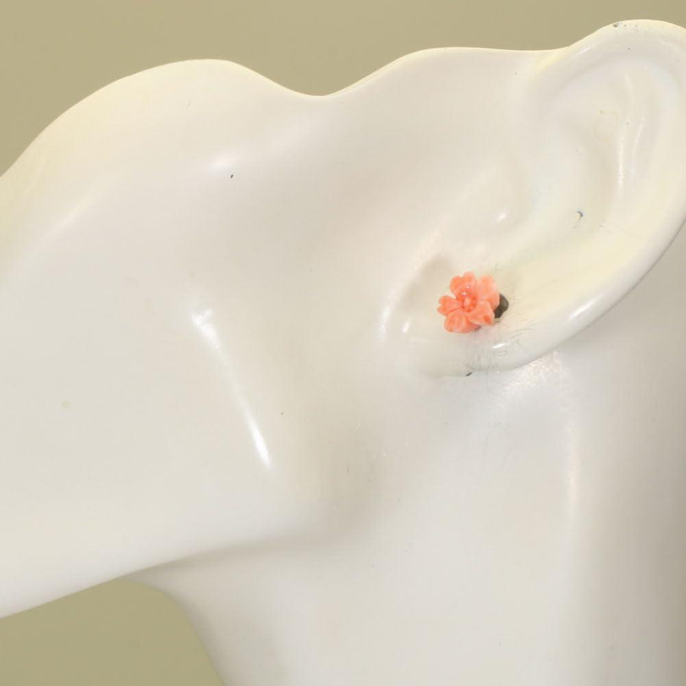Pink Coral Deep Sea Earrings Cherry Blossom Flower Gold Filled Undyed SANSUI