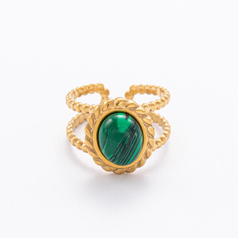 Ювелирные изделия из нержавеющей стали Павлин Зеленый титановая сталь с нефритовым кольцом из нержавеющей стали для пожилых людей, чувство роскоши, легкая потеря цвета, летняя женская