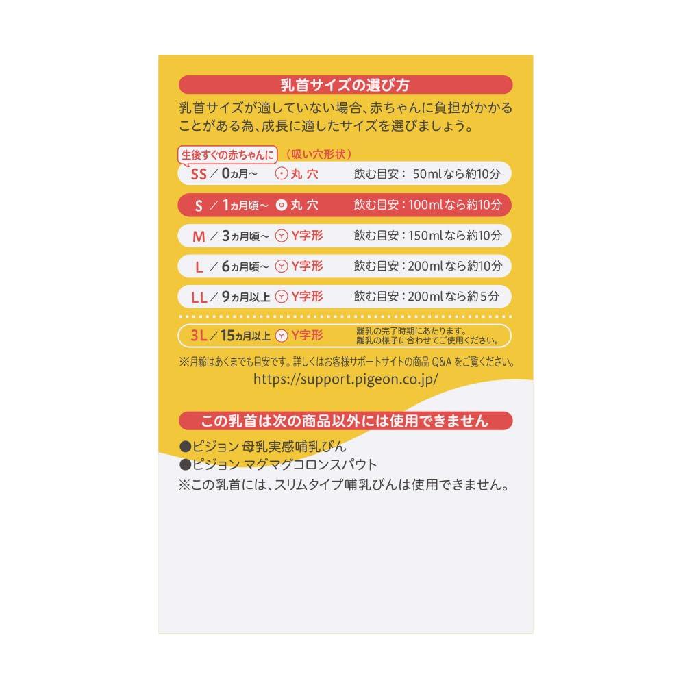 Pigeon Соска для бутылочки Realization Round 2 штуки для младенцев от 1 месяца до 3 Силиконовая соска, из которой младенцы могут пить естественно [Маленький размер]