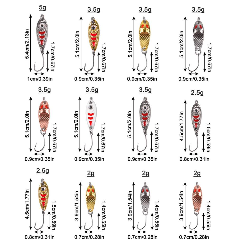 Блесна форель горный ручей приманка набор блесен 2г 3г 5г цинковый сплав лезвие рыболовный набор из 24 предметов 2.5