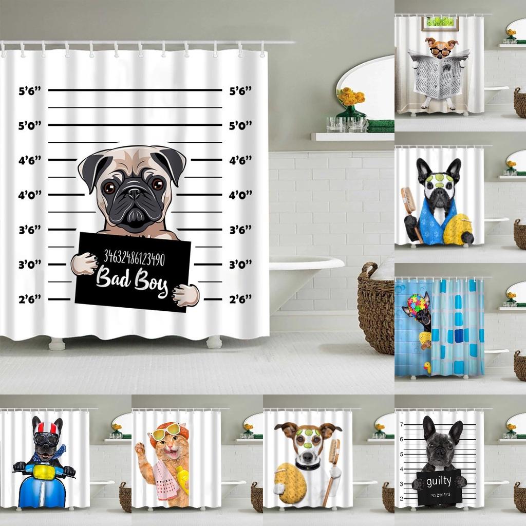 Милая шторка для душа с животными для собак и кошек, водонепроницаемая и прочная