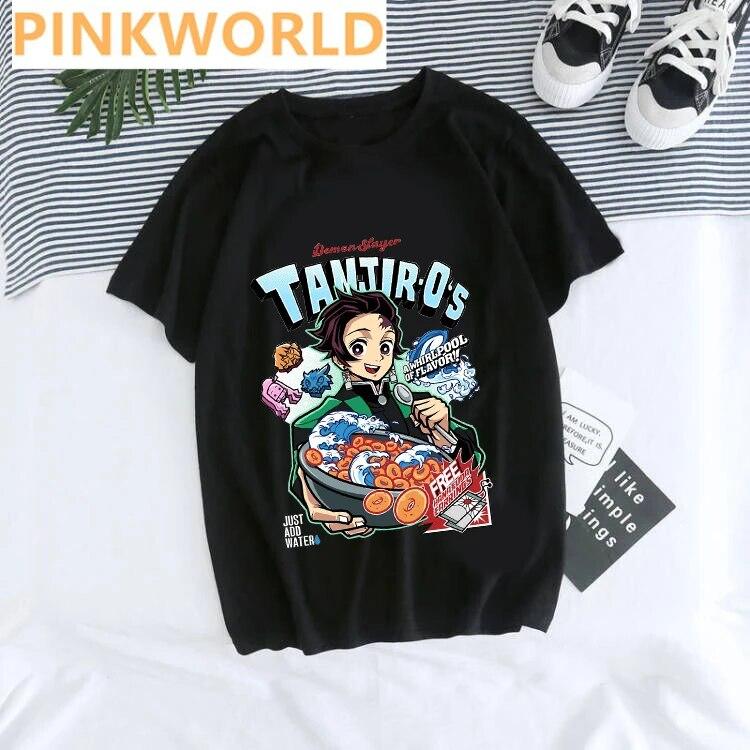Japanese Anime Cartoon Funny Fashioin WoUnisex T-shirt Print Ladies T-shirt Casual Basis O-collar Black Shirt Short Sleeve Tshirt