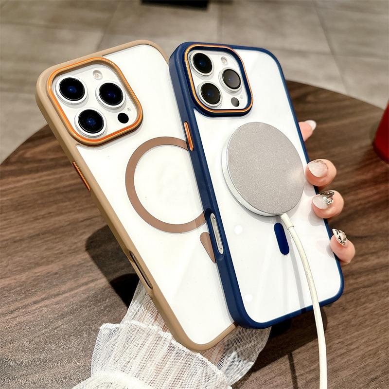 Luxury Transparent MagSafe Case for iPhone 16/15/14 Plus/13/12/11 Pro Max | Color Bumper, Shockproof & Wireless Charging Cover