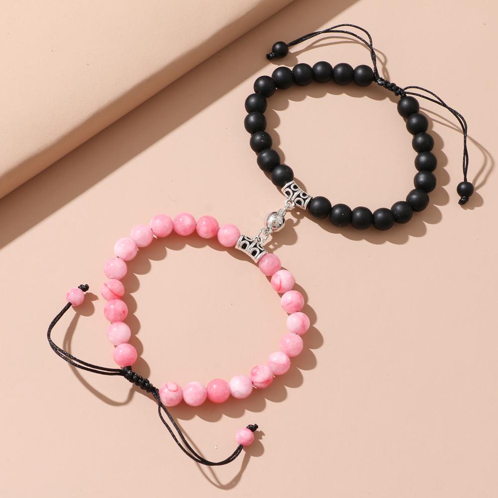 Мода 2 шт./компл. натуральный камень бусины браслет для йоги для влюбленных расстояние магнит пара браслеты ювелирные изделия дружбы