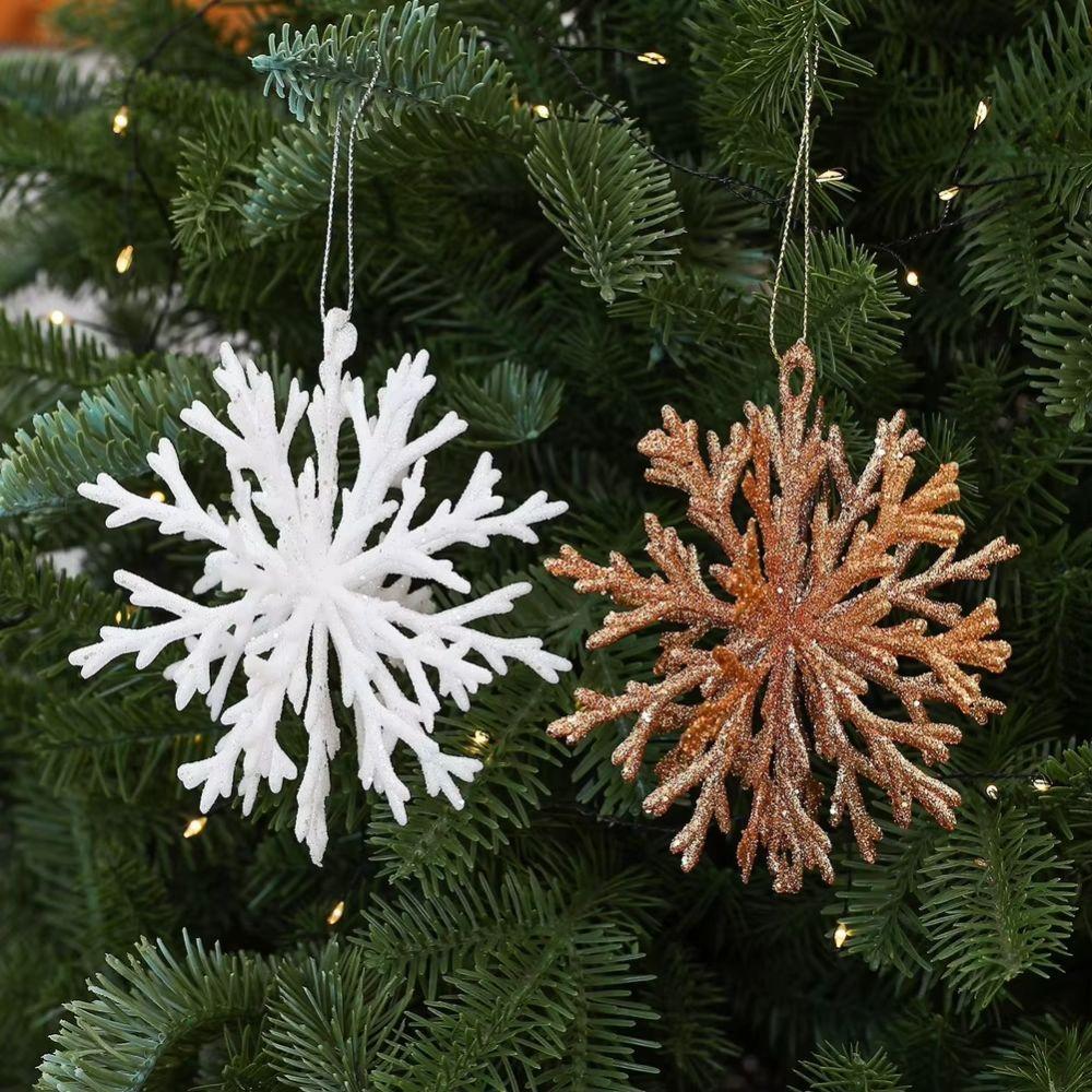 Plastic Material Snowflake Hanging Ornament Glitter Snowflake Decoration Party Decoration