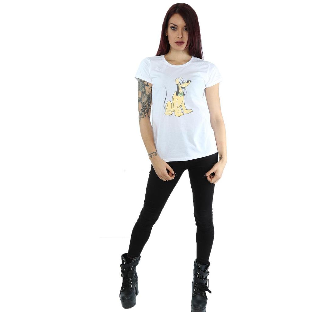 Disney Womens/Ladies Pluto Sitting Cotton T-Shirt