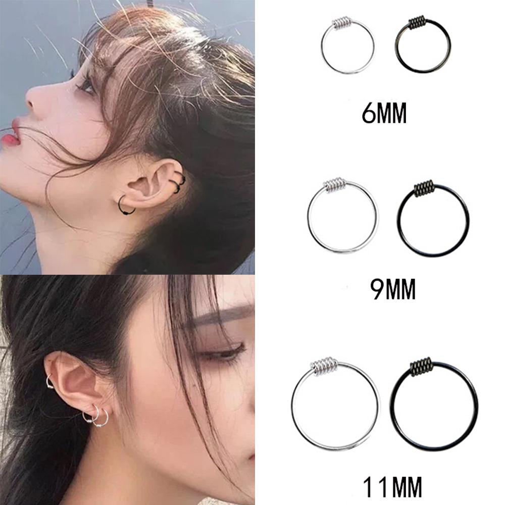 Women S925 Silver Men Temperament Unisex Hoop Earrings Circle Earring Ear Bone Ring Fashion Jewelry