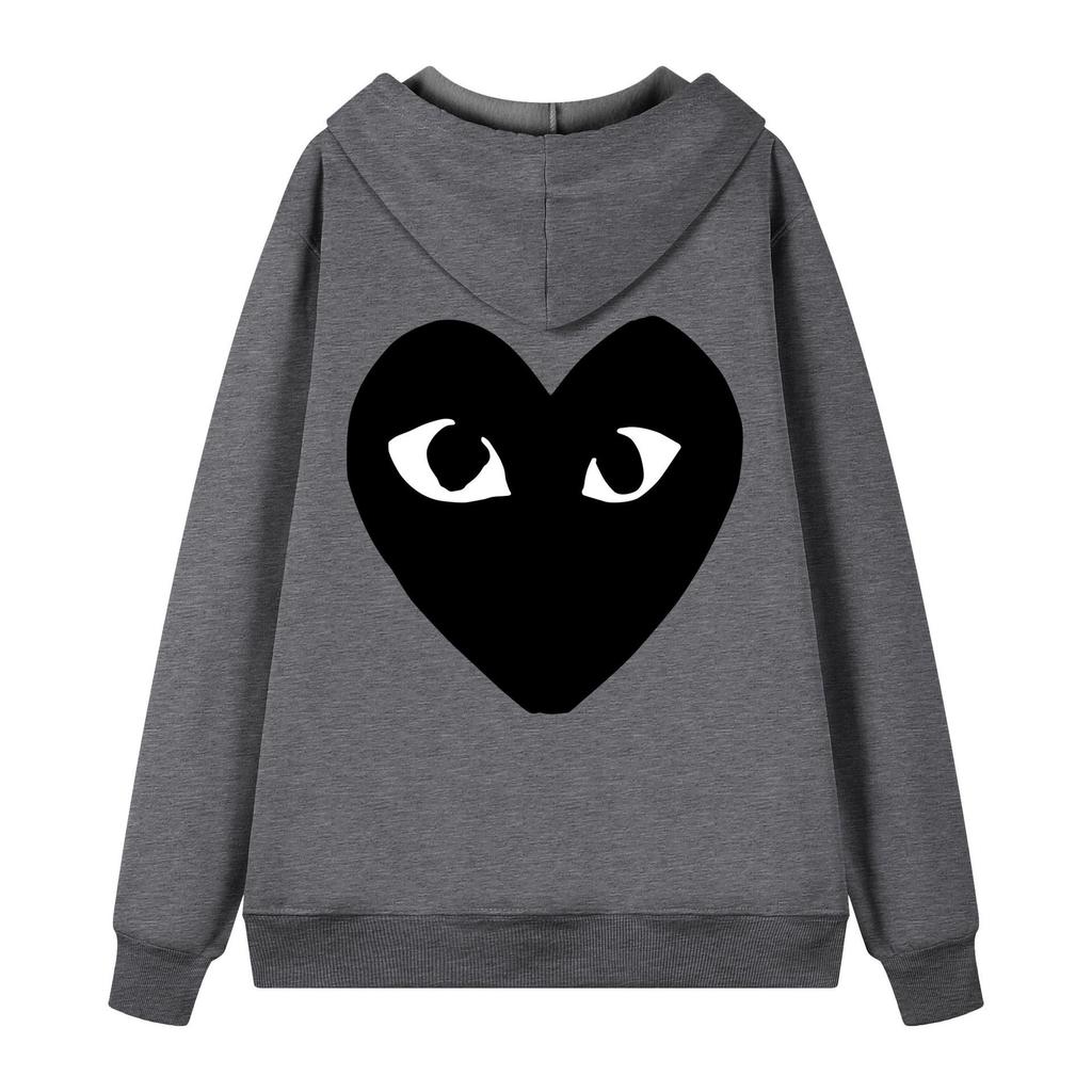 Мужская зимняя бархатная толстовка с принтом-сердцем и молнией - Модный и универсальный свитшот