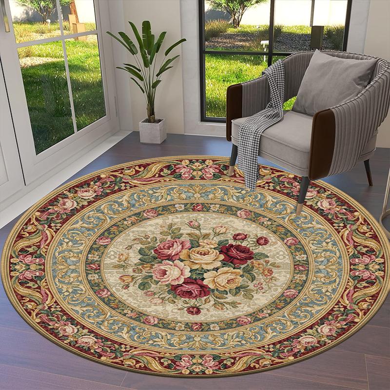 Rose Gorgeous Round Area Rug,Carpet Rug for Living Room Bedroom Sofa Playroom Decor,Non-slip Floor Mat62