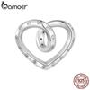 BAMOER Стерлингового Серебра 925 пробы Романтический Твист Сердце Подвески Подвеска для Женщин Браслет DIY Ювелирные Изделия
