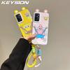 KEYSION Милый мультяшный чехол для ушей для OPPO A96 A76 со шнурком Мягкий силикон+ПК Ударопрочная задняя крышка для телефона для Realme 9i 4G