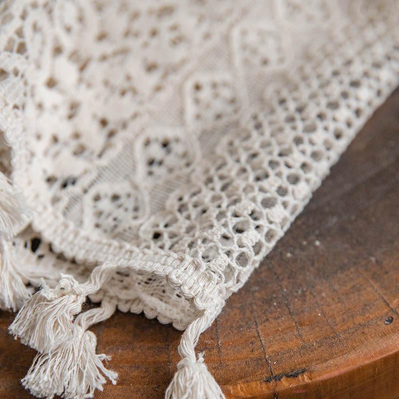 American Crochet Lace Blackout Curtains - Soundproof Hook-and-Loop Tape for Bedroom/Living Room/Kitchen, Bay Window Ready-Made