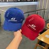Couple Doing Old Holes on The Street  Letter Baseball Cap  Men and Women's Trendy Brand Hip-hop Embroidered Baseball Cap Showing Face Small Class Hat