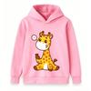 Cute Cartoon Giraffe Print Kids Hooded Sweatshirt, Unisex Boys Girls Pullover Hoodie, Soft Casual Long Sleeve Top For Toddlers Children Daily Wear